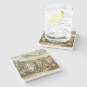 Silent Watching Whimsical Farmhouse Animals  Steinuntersetzer (Seitenansicht)