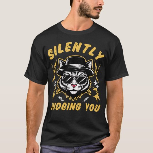 Silently Judging You Cool Cat Funny T-Shirt (Vorderseite)