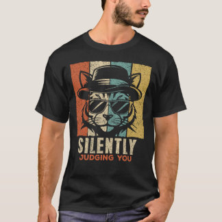 Silently Judging You Retro Cool Cat T-Shirt