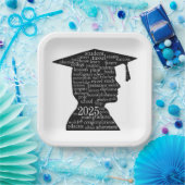 Silhouette 2025 Junge Graduate on White Pappteller (Party)