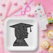 Silhouette 2025 Junge Graduate on White Pappteller (Party)