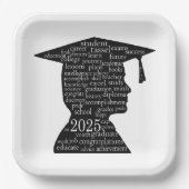 Silhouette 2025 Junge Graduate on White Pappteller (Vorderseite)