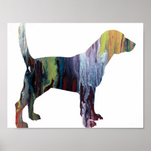 Silhouette abstrakter Beagle Poster