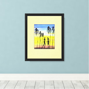 Silhouette Afrikanische Kunst, bunte Liebe Leinwanddruck