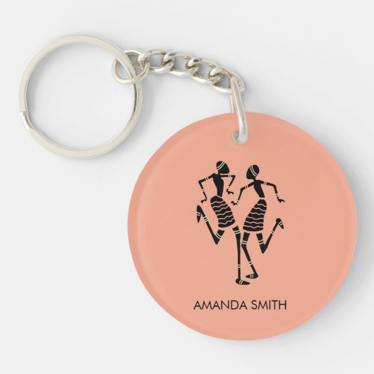 Silhouette Afrikanische Kunst, Phantastischer Karn Schlüsselanhänger (Vorderseite)