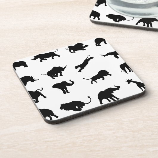 Silhouette-afrikanisches Safari-Tier Untersetzer (Linke Seite)