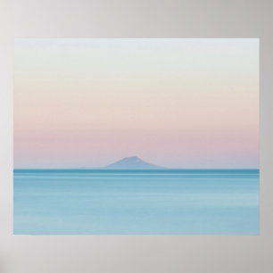 Silhouette am Horizont bei Sonnenuntergang Poster