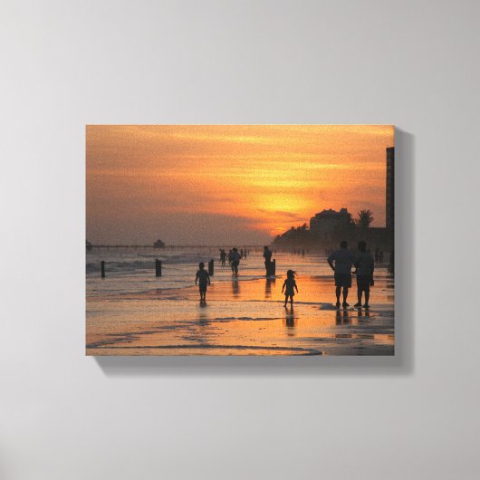 Silhouette am Strand Leinwanddruck (Vorderseite)