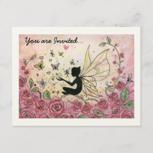 Silhouette and Roses Einladung