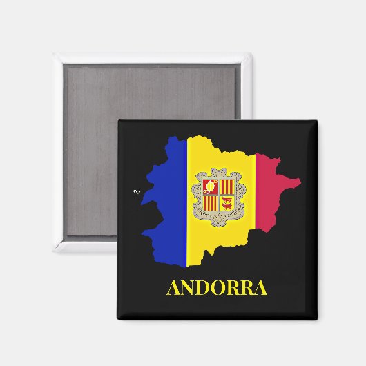Silhouette Andorra, Flagge, Magnet (Vorderseite/Rückseite)