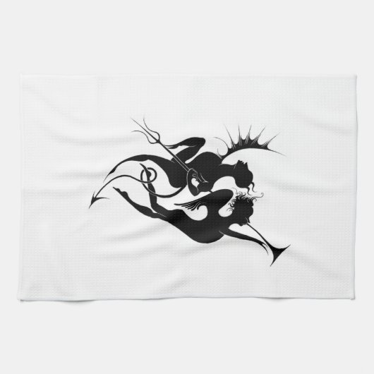 Silhouette Angel und Teufel Geschirrtuch (Horizontal)