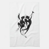 Silhouette Angel und Teufel Geschirrtuch (Vertikal)