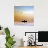 Silhouette Angeln am See Poster (Heimbüro)