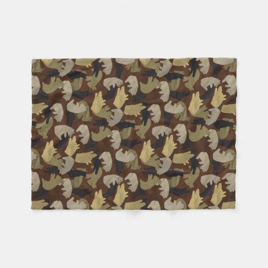Silhouette Animal Camouflage Brown Fleecedecke (Vorderseite (Horizontal))