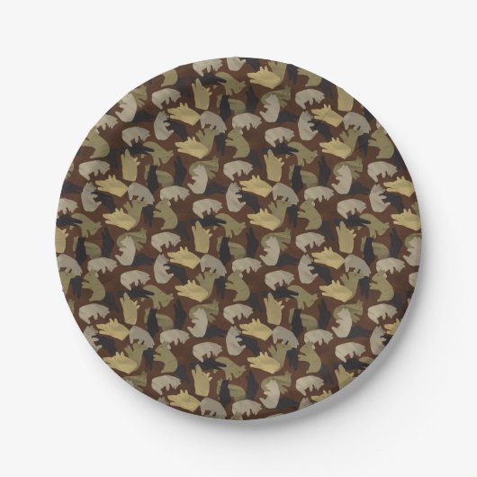 Silhouette Animal Camouflage Brown Pappteller (Vorderseite)