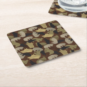 Silhouette Animal Camouflage Brown Rechteckiger Pappuntersetzer