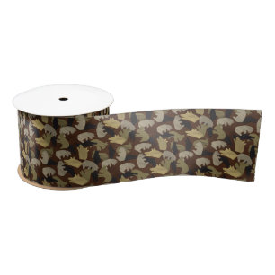 Silhouette Animal Camouflage Brown Satinband