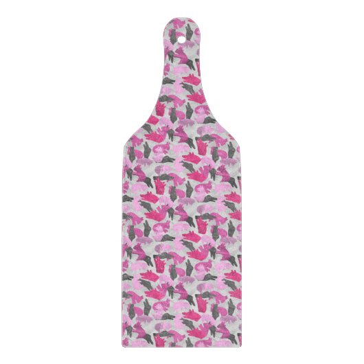 Silhouette Animal Camouflage Pink Schneidebrett (Vorderseite)