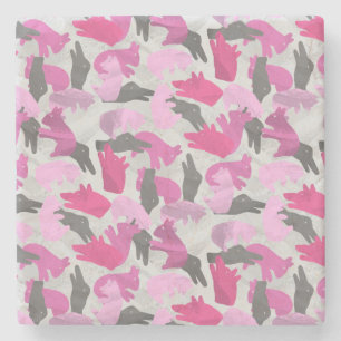 Silhouette Animal Camouflage Pink Steinuntersetzer