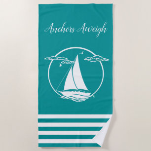 Silhouette/Anker des nautischen Segelbootes wiegen Strandtuch