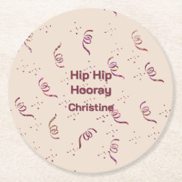 Silhouette Art Ribbon and Confetti Birthday Party Runder Pappuntersetzer