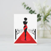Silhouette auf rotem Teppich mit Sternen Postkarte (Stehend Vorderseite)