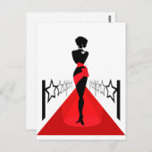 Silhouette auf rotem Teppich mit Sternen Postkarte (Vorne/Hinten)