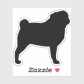 Silhouette aus schwarzem Mops Hunde Rasse Vinyl St Aufkleber (Blatt)
