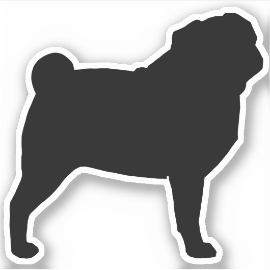 Silhouette aus schwarzem Mops Hunde Rasse Vinyl St Aufkleber (Vorderseite)