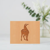 Silhouette aus Steinbock, in Holzdesign graviert Postkarte (Stehend Vorderseite)