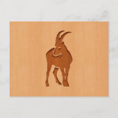 Silhouette aus Steinbock, in Holzdesign graviert Postkarte (Vorderseite)