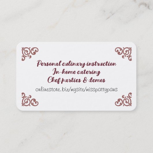 Silhouette Backbäckerei Klasse Konditorei Koch Visitenkarte (Rückseite)