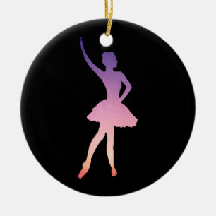 Silhouette Ballerina in lila, rosa Ober-Farbtönen Keramikornament