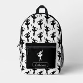Silhouette Ballerina in Schwarz und Weiß Bedruckter Rucksack (Vorderseite)