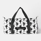 Silhouette Ballerina in Schwarz und Weiß Duffle Bag (Vorderseite)