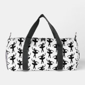 Silhouette Ballerina in Schwarz und Weiß Duffle Bag (Rückseite)