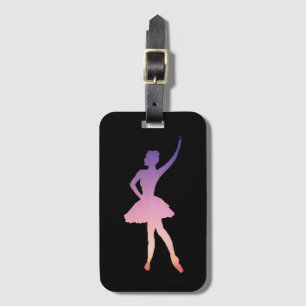 Silhouette Ballerina rosa lila Gepäckanhänger