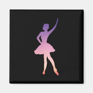 Silhouette Ballerina rosa lila Magnet