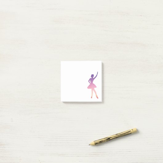 Silhouette Ballerina rosa lila Post-it Klebezettel (Auf Schreibtisch)
