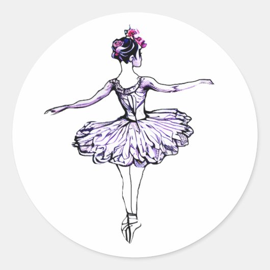 Silhouette Ballerina Runder Aufkleber (Vorderseite)