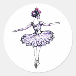Silhouette Ballerina Runder Aufkleber