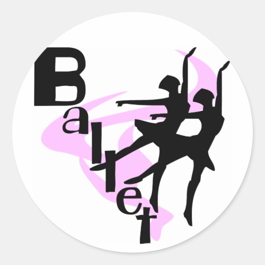 Silhouette Ballett T - Shirt und Geschenke Runder Aufkleber (Vorderseite)