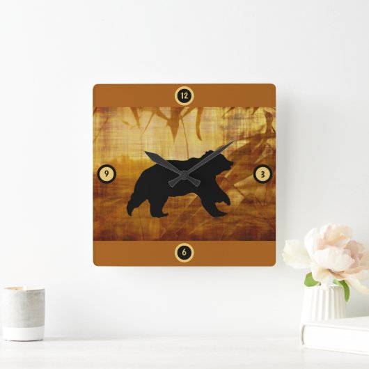 Silhouette Bamboo Wallpaper Clock Quadratische Wanduhr (Zuhause)