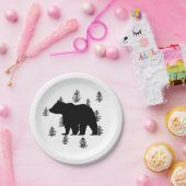 Silhouette Bären Bäume Wildnis Berg Pappteller (Party)