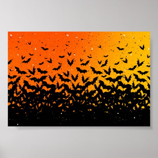 Silhouette Bats Vampire Dracula Halloween Muster Poster (Vorne)
