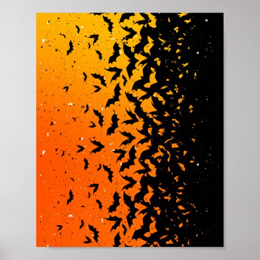 Silhouette Bats Vampire Dracula Halloween Muster Poster (Vorne)