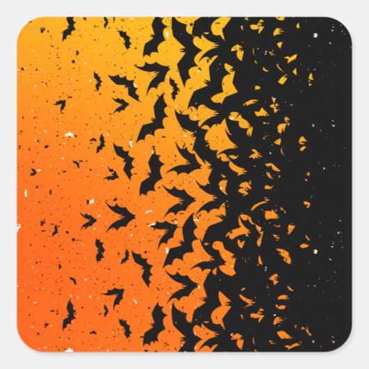 Silhouette Bats Vampire Dracula Halloween Muster Quadratischer Aufkleber (Vorderseite)