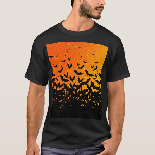 Silhouette Bats Vampire Dracula Halloween Muster T-Shirt (Vorderseite)