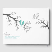 Silhouette Bäume Branch Love Birds Gästebuch (Rückseite)