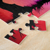 Silhouette Bäume mit farbenfroher Himmelshintergru Puzzle (Seite)